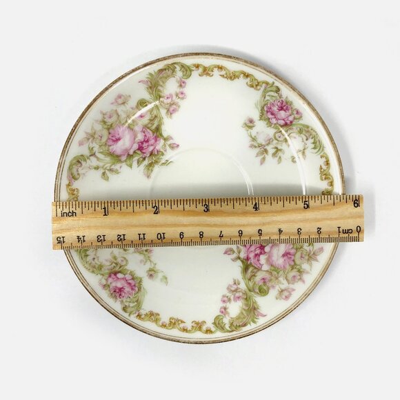 Antique Haviland Limoges Schleiger 488 Pink Roses Porcelain Tea Cup And Saucer - Picture 3 of 6